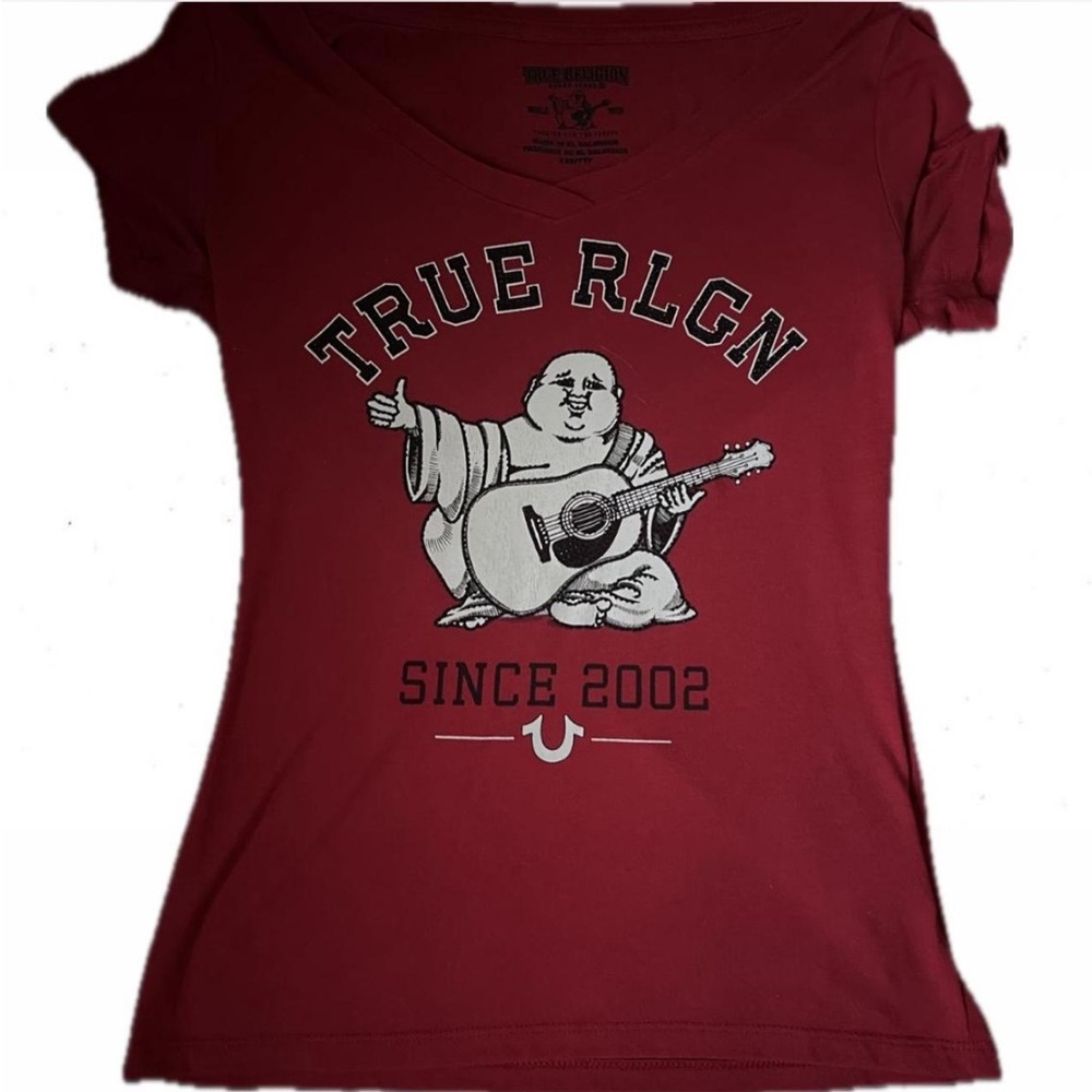 True Religion Red Graphic Fitted Tee